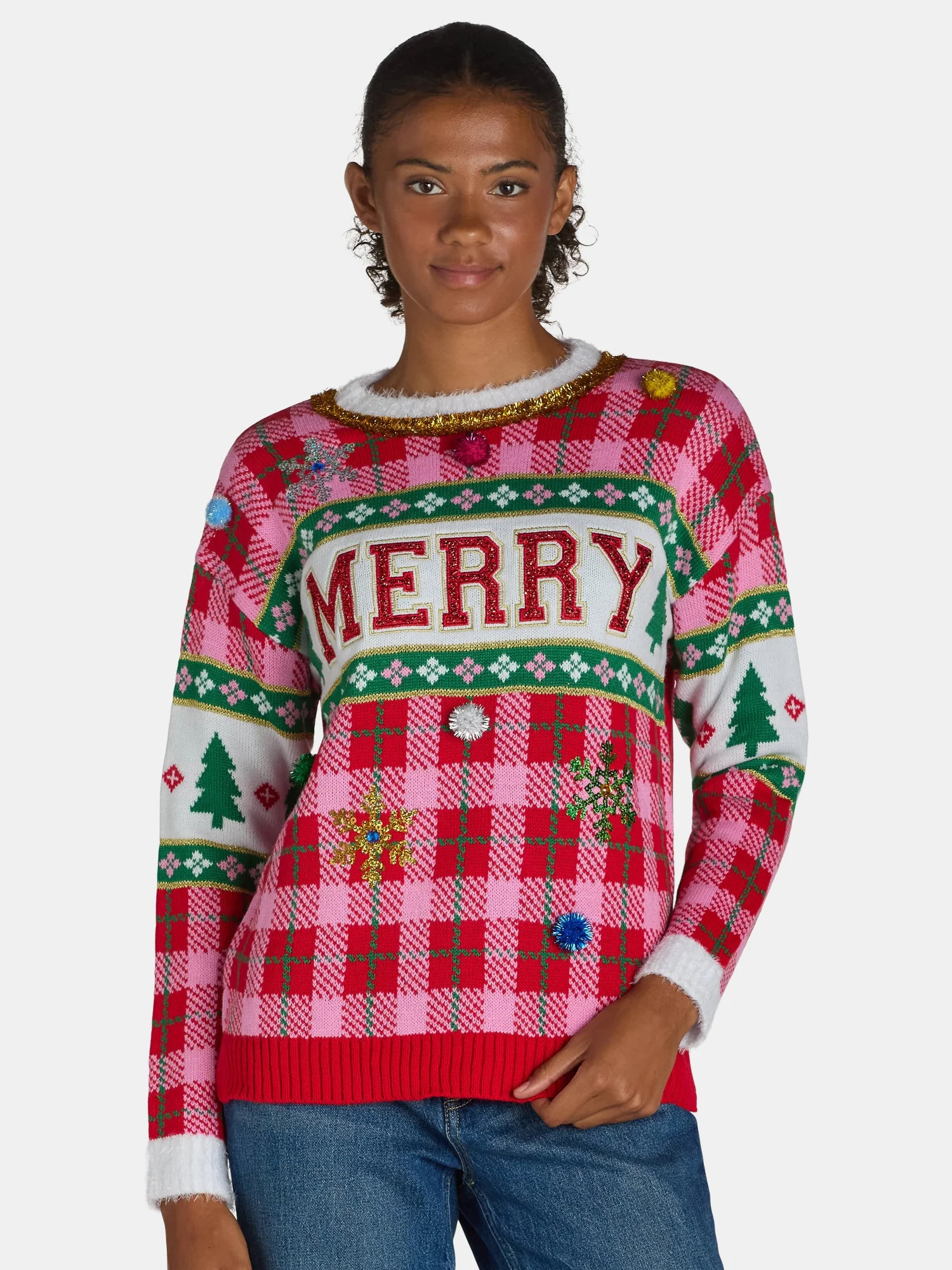 Holiday Time Embellished Sweater, Women’s, Sizes XS-3X | Walmart (US)