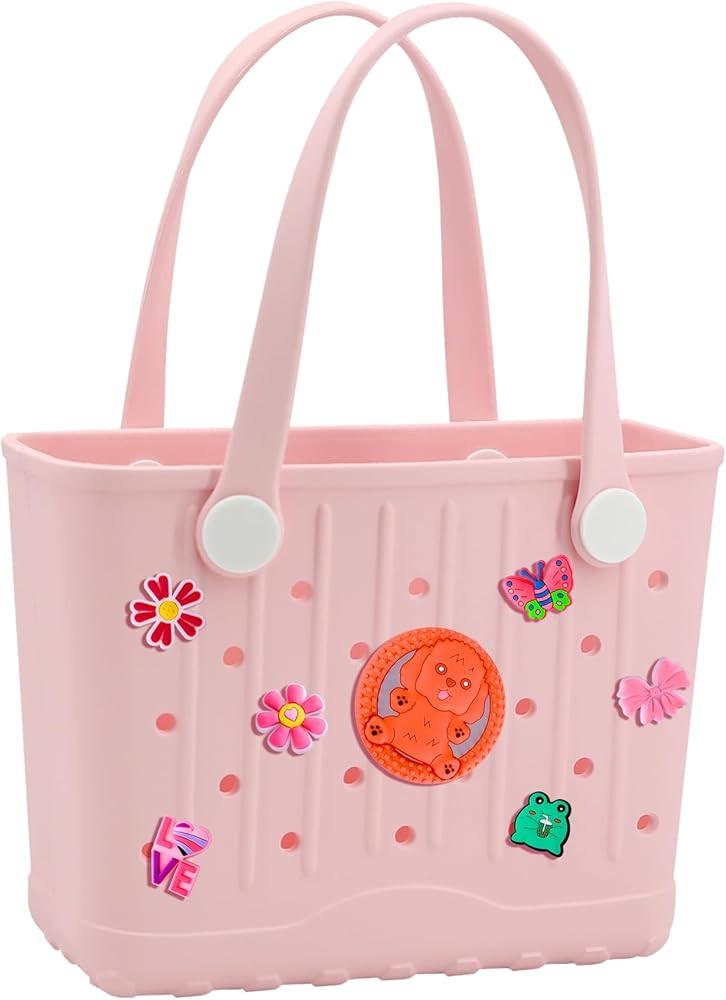 Small Rubber Tote Bag Waterproof Rubber Beach Bag with Charms Lightweight Travel Handbag for Beac... | Amazon (US)