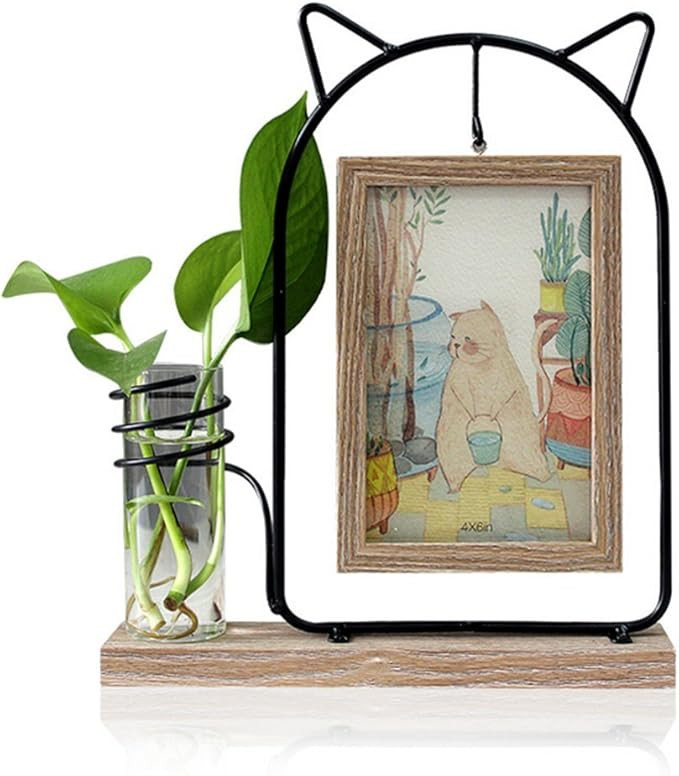 Leoyoubei Black Metal Cat Head Shape Double-Sided Hanging Picture Frame Brown Holds 2 Pcs 4x6 Inc... | Amazon (US)