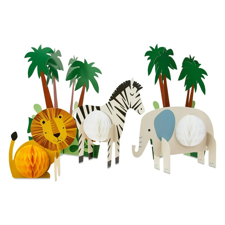 Multicolor Safari Honeycomb Table Centerpiece Decoration Set, 5 Pieces, by Way To Celebrate | Walmart (US)