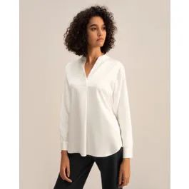 Loungeful Split Neck Silk Shirt | LilySilk