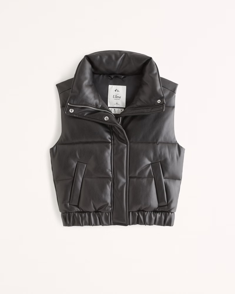Women's Vegan Leather Ultra Puffer Vest | Women's Coats & Jackets | Abercrombie.com | Abercrombie & Fitch (US)