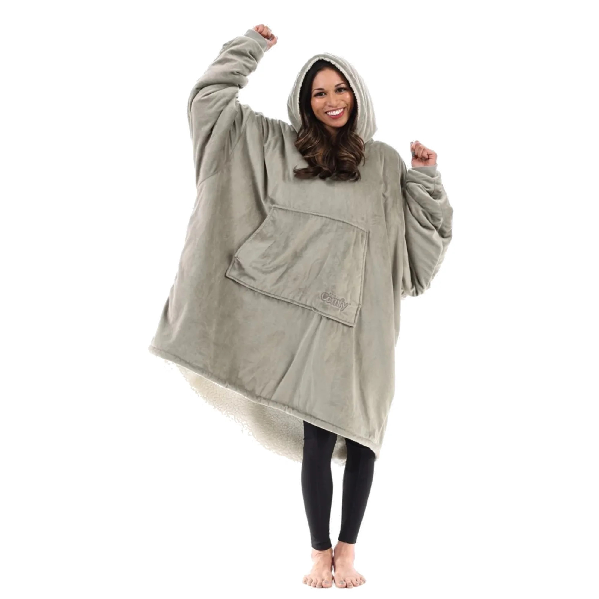The Comfy Original Microfiber Wearable Blanket Hoodie for Adults, Grey - Walmart.com | Walmart (US)