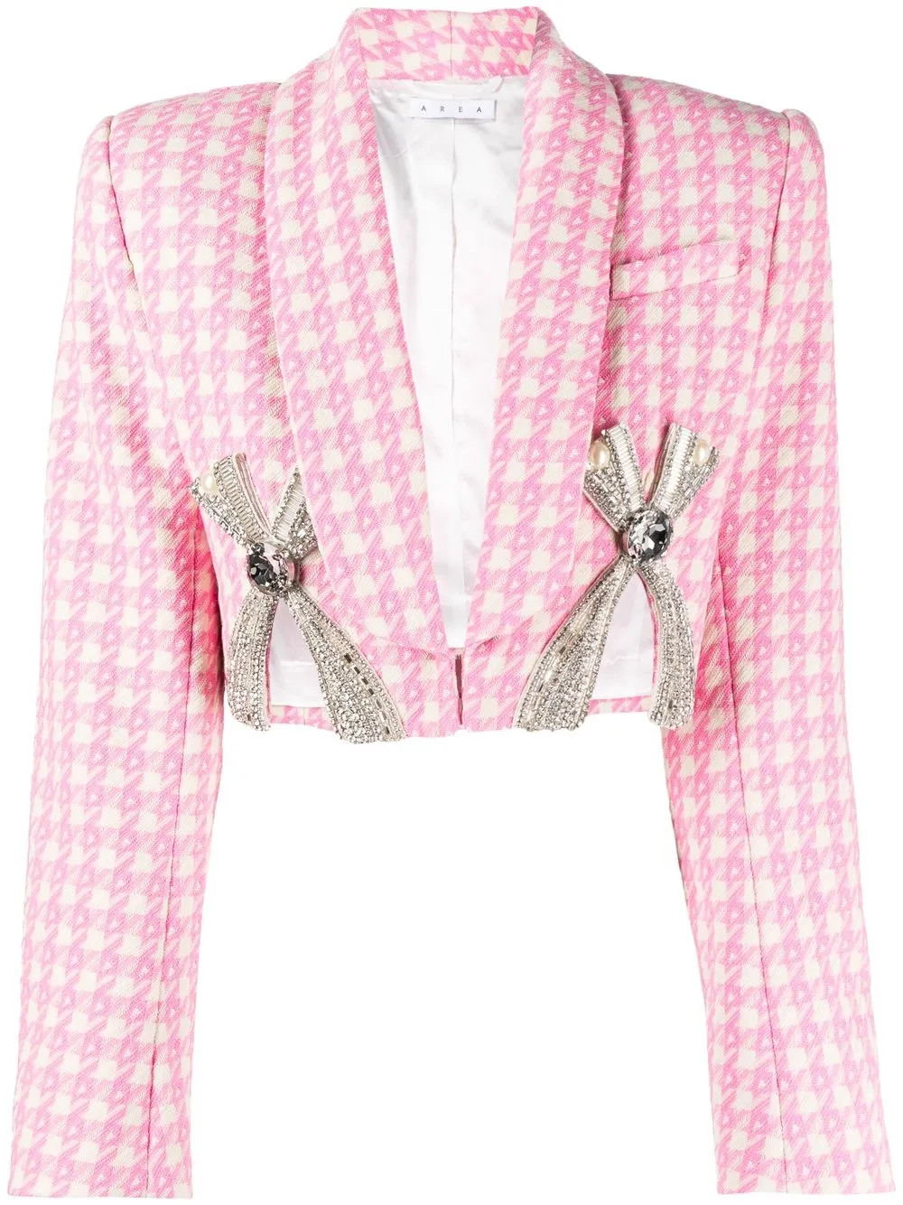 AREA Deco Bow Slit Cropped Blazer - Farfetch | Farfetch Global