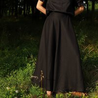 Black Linen Maxi Skirt A-Line Flowy Long Skirt With Elastic Waist | Etsy (US)