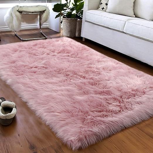Softlife Fluffy Faux Fur Sheepskin Rugs Luxurious Wool Area Rug for Kids Room Bedroom Bedside Liv... | Amazon (US)