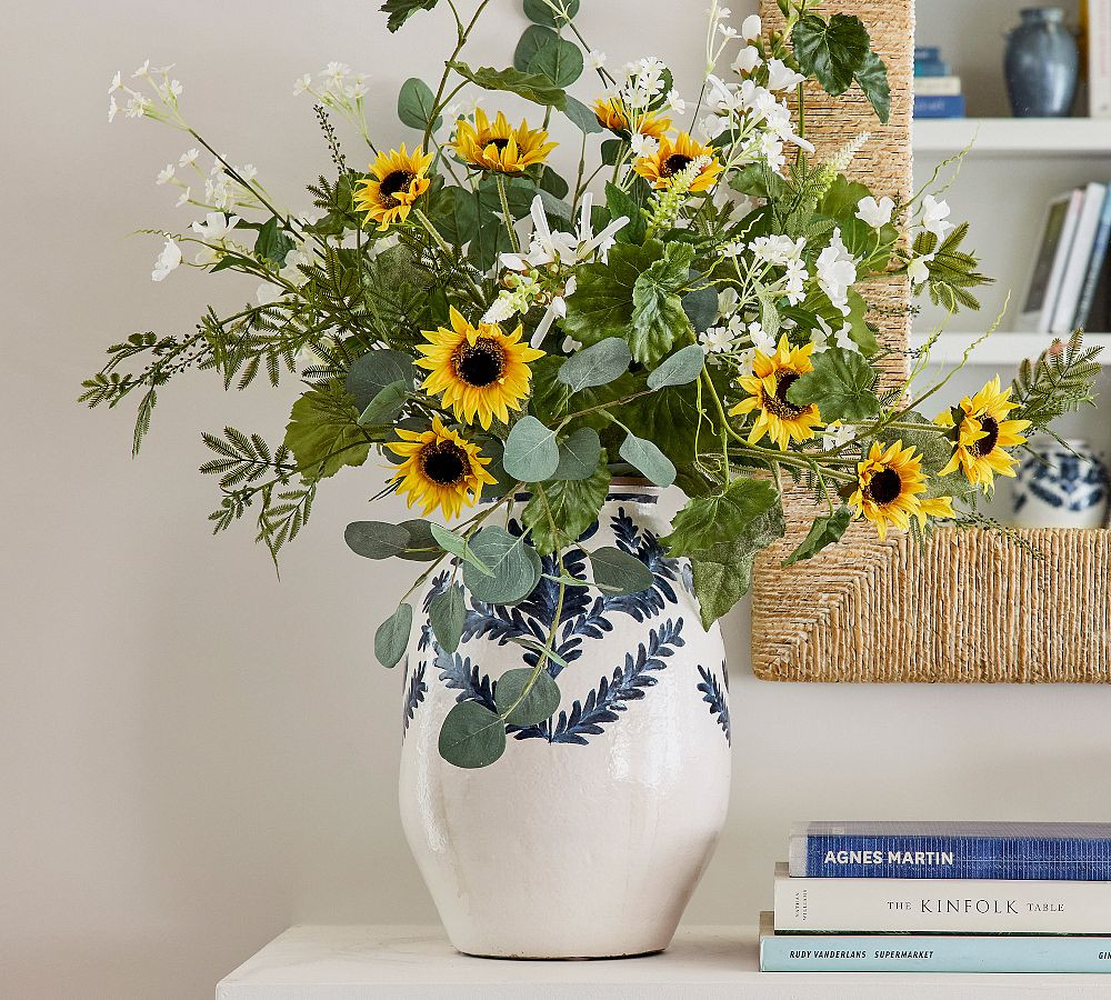 Faux Elevated Wild Greens and Sunflower Bundle | Pottery Barn (US)