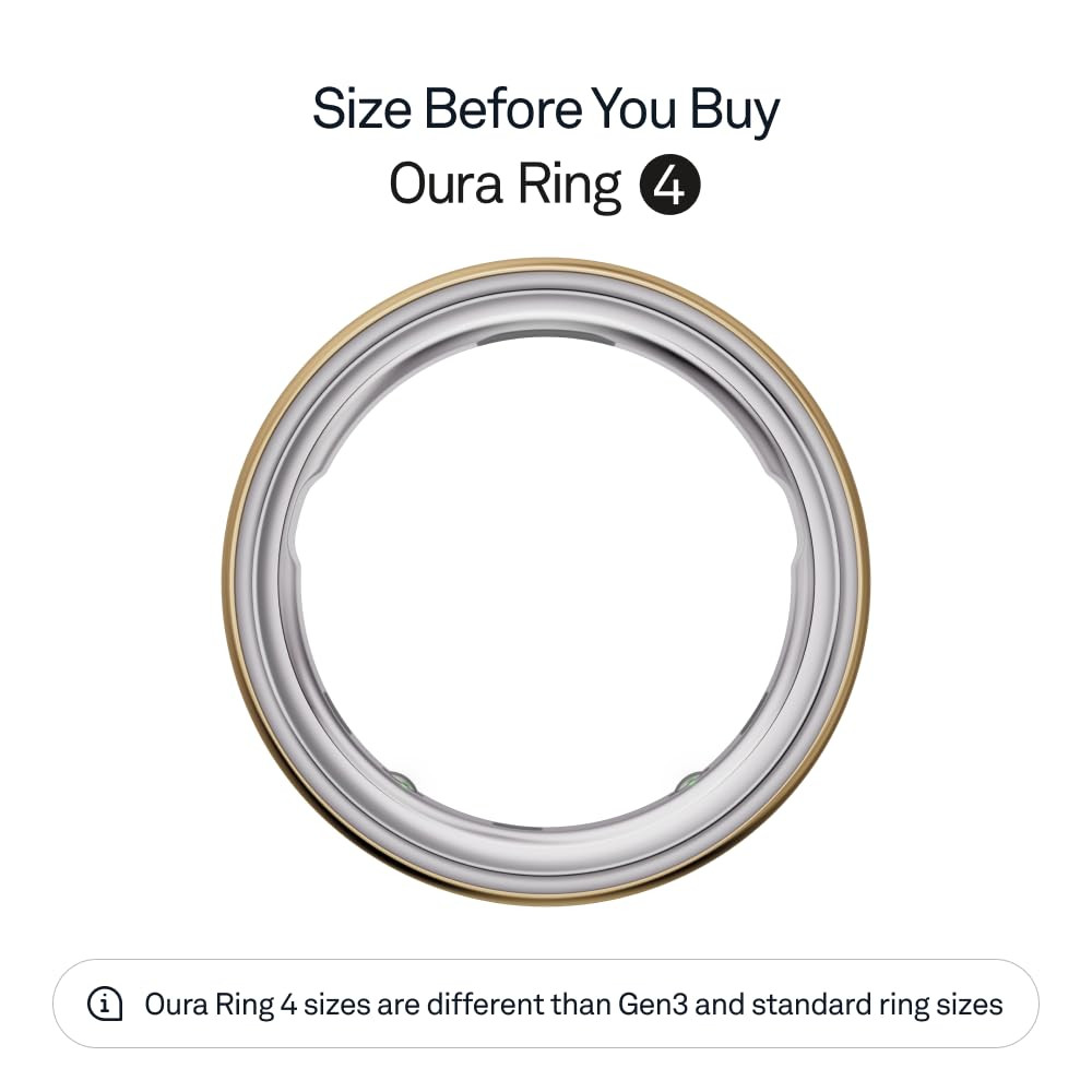 Oura Ring 4 - Gold - Size 10 - Smart Ring - Size First with Oura Ring 4 Sizing Kit - Sleep Tracki... | Amazon (US)