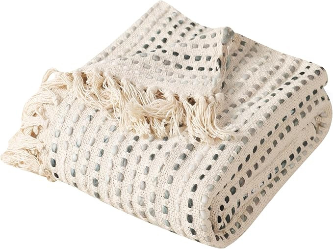 THE ART BOX - Charcoal Grey Color Hand Woven Cotton Throw, Turkish Blanket, Pure Cotton Handmade ... | Amazon (US)