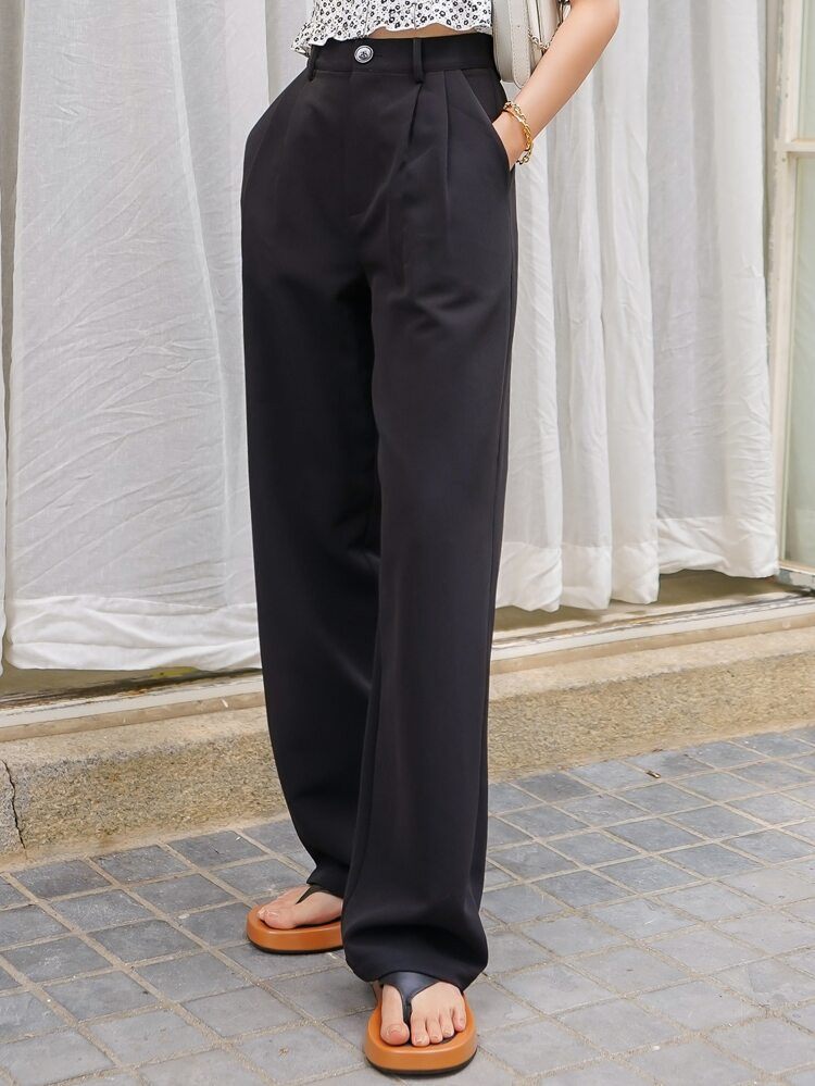 DAZY Plicated Wide Leg Tailored Pants | SHEIN