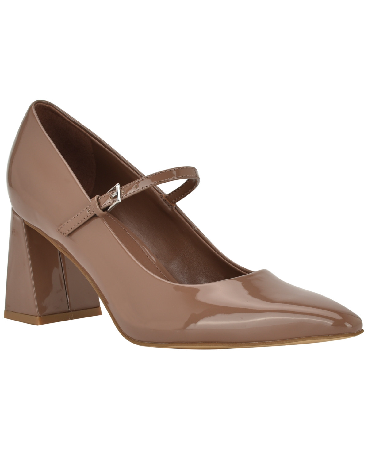 Calvin Klein Women's Naprina Block Heel Mary Jane Pumps - Light Brown Patent | Macy's