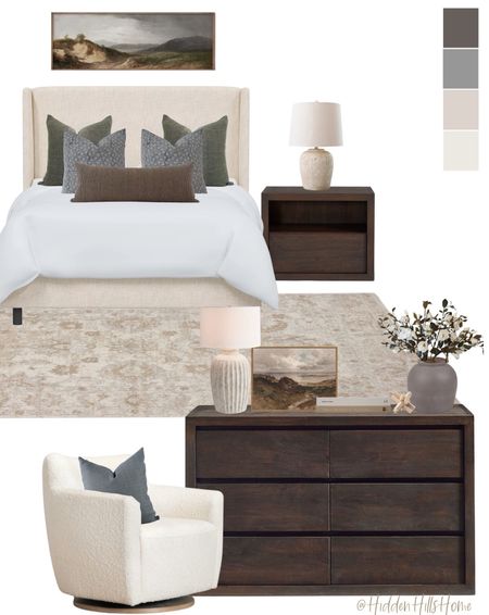 Primary bedroom mood board, modern-transitional bedroom design, cozy master bedroom mood board, bedroom design ideas #bedroom 

#LTKsalealert #LTKhome