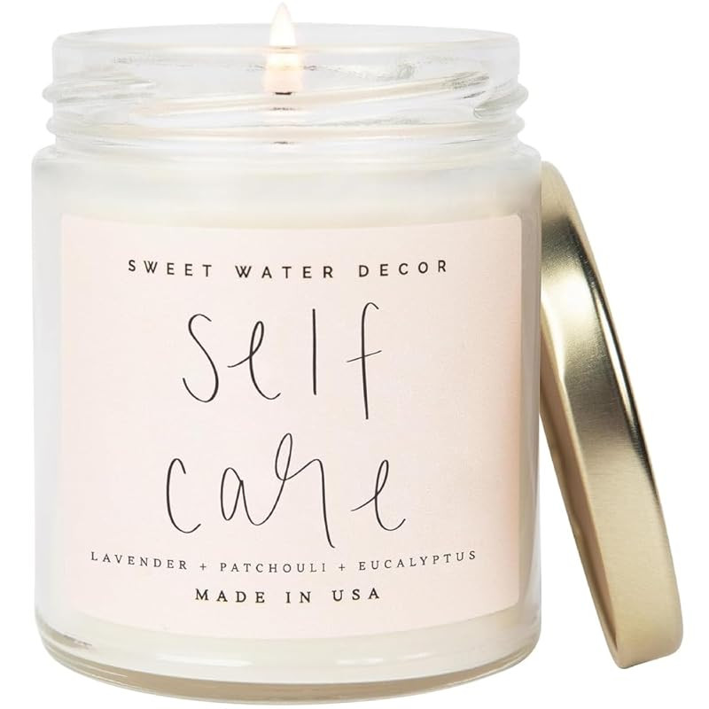 Sweet Water Decor Self Care Soy Candle - Patchouli Eucalyptus & Lavender Candles for Home - 100% ... | Amazon (US)