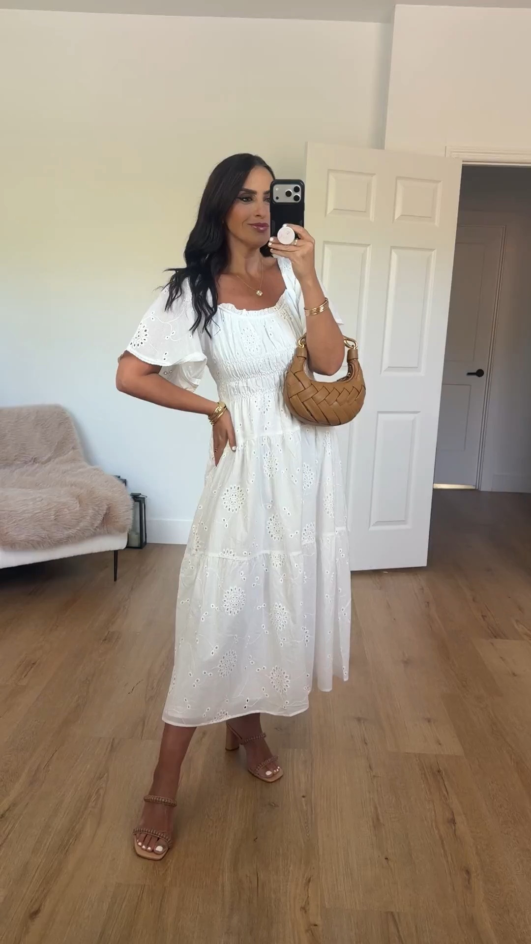 Petal and Pup Tierney Eyelet Embroidered Midi Dress wearing size small now 30% off