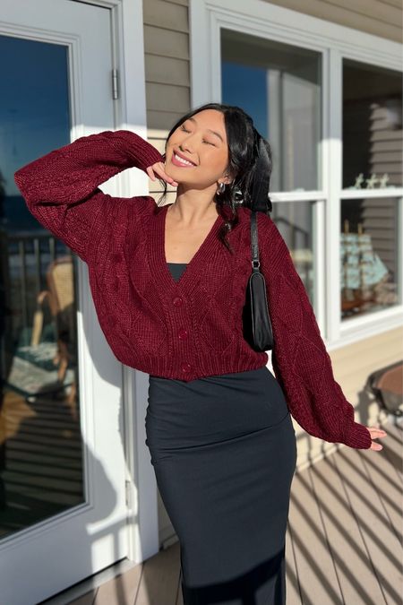 Black Maxi Dress: RAYN, coming 2024
Red Knit Sweater: size XS

holiday outfit, cozy, comfy, sweater weather, thanksgiving, Christmas 

#LTKHoliday #LTKSeasonal #LTKitbag