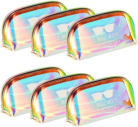 Regret Nothing Bachelorette Party Hangover Makeup Bag 6 Pack Laser Cosmetic Bag Colorful Cosmetic... | Amazon (US)