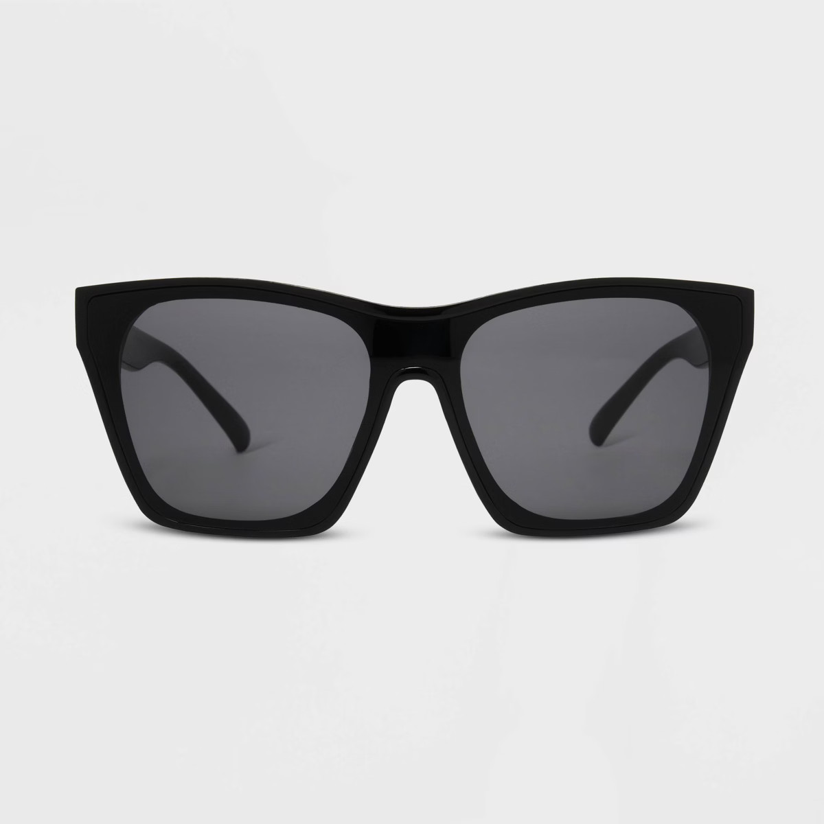 Women's Shiny Recycled Plastic Shield Sunglasses - Universal Thread™ Black | Target