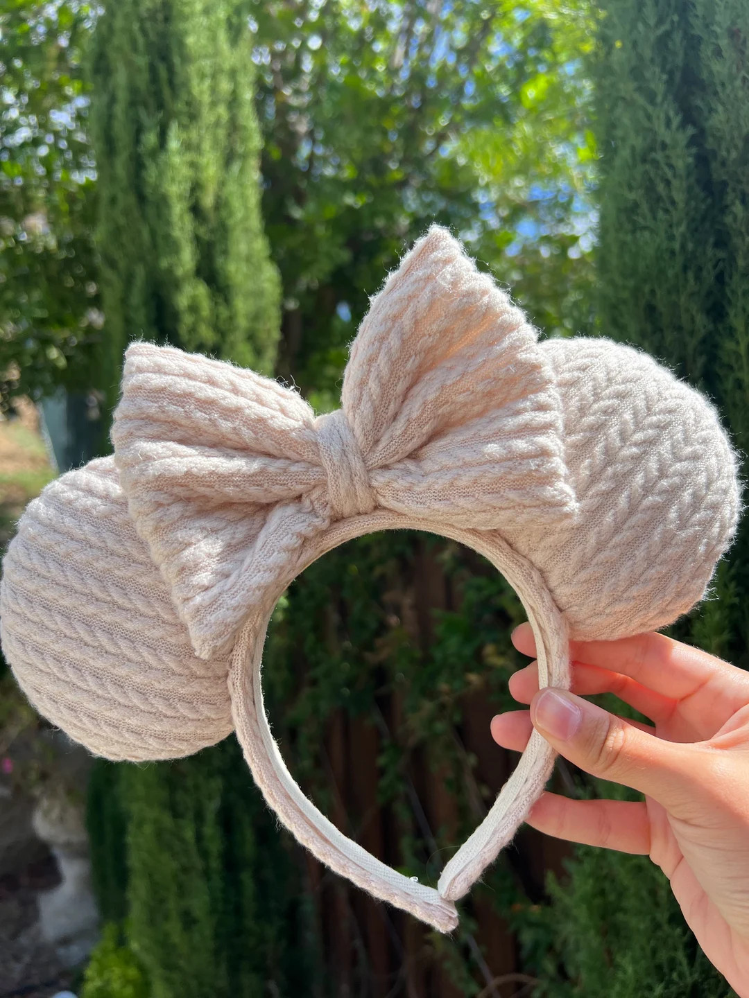 Ivory Knitted Handmade Mouse Ears / Fall Mickey Ears - Etsy | Etsy (US)