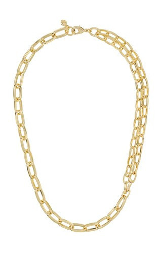 Roxanne Assoulin The Paperclip Double Chain Necklace in Metallic Gold. | Revolve Clothing (Global)