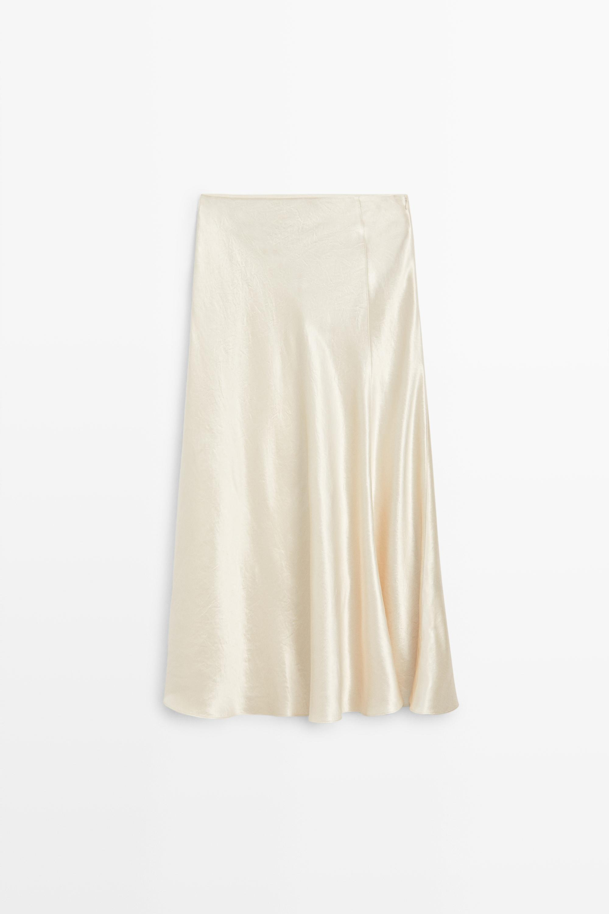 Flowing satin midi skirt - STUDIO | Massimo Dutti UK