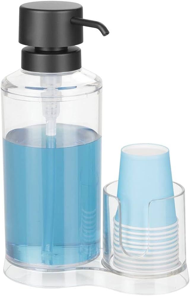 mDesign Plastic Refillable Mouthwash Dispenser and Disposable Cup Storage Organizer for Bathroom ... | Amazon (US)