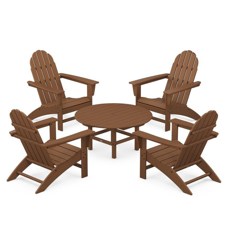 POLYWOOD Vineyard 5 Pc Recycled Plastic Adirondack Seating Set in Teak by - PWS703-1-TE | BBQ Guys
