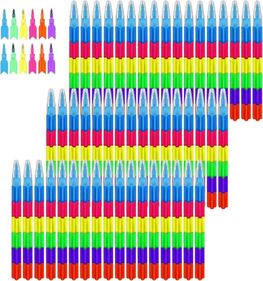50 unidades de 6 colores apilables lápices construibles de colores de bloques de colores para pr... | Amazon (US)