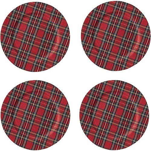 Mud Pie Deck The Halls Red Tartan Plaid Charger Plates, 13" Diameter, Set of 4 | Amazon (US)