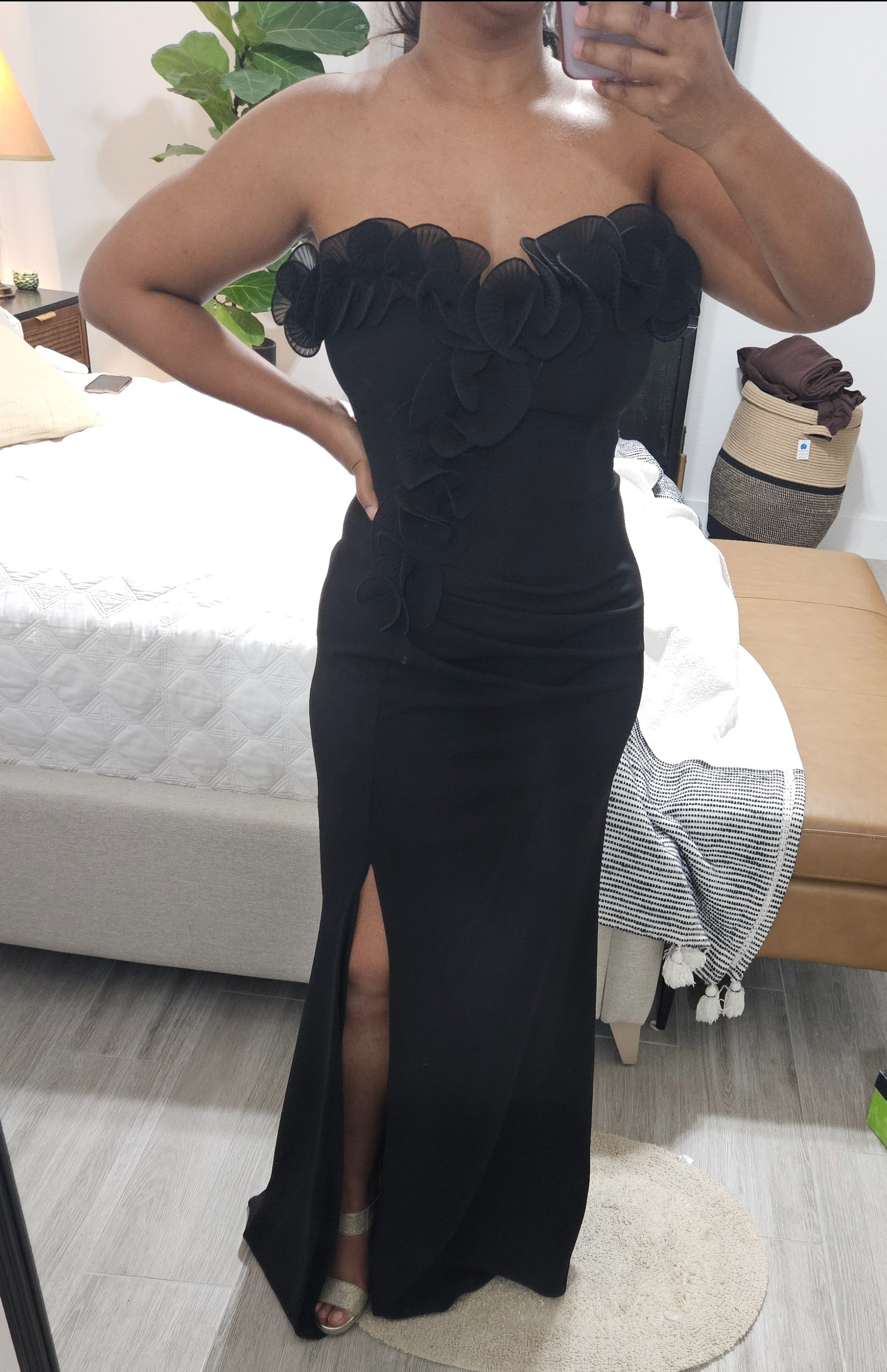 Beautiful black evening dress. Wearing 10. Ruching in the mid section and bum area. 

#LTKWedding #LTKOver40 #LTKPetite
