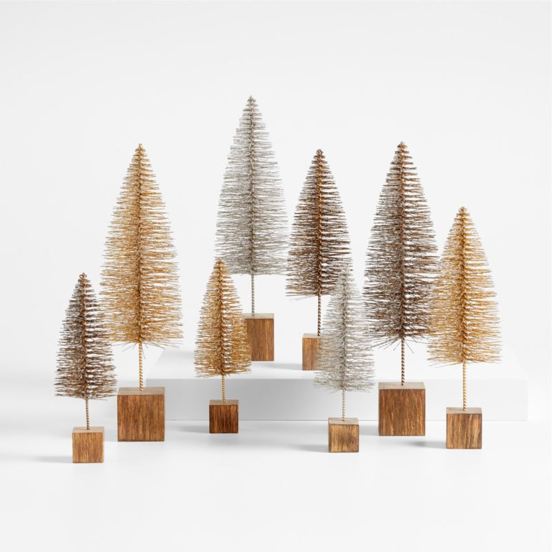 "All That Glitters" Bottle Brush Christmas Trees, Set of 8 + Reviews | Crate & Barrel | Crate & Barrel