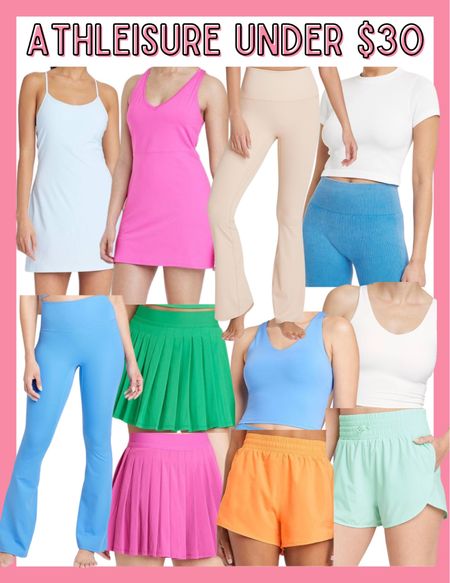 Pink tennis dress / lululemon align tank dupe / lululemon align flare pants dupe / pink tennis skirt / orange shorts / ribbed flare leggings 

#LTKFind #LTKstyletip #LTKunder50