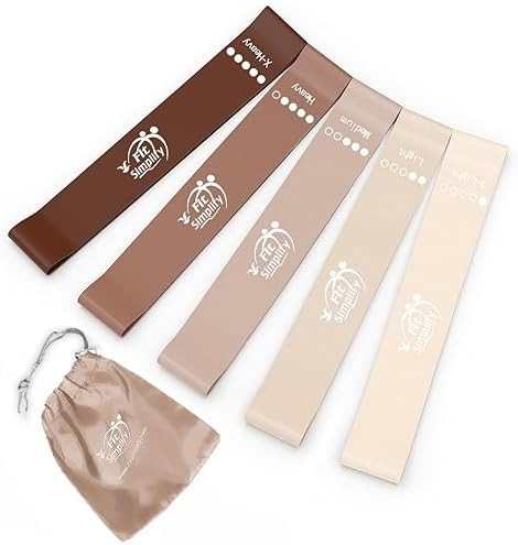 Fit Simplify Resistance Loop Exercise Bands with Instruction Guide and Carry Bag, Set of 5 | Amazon (US)