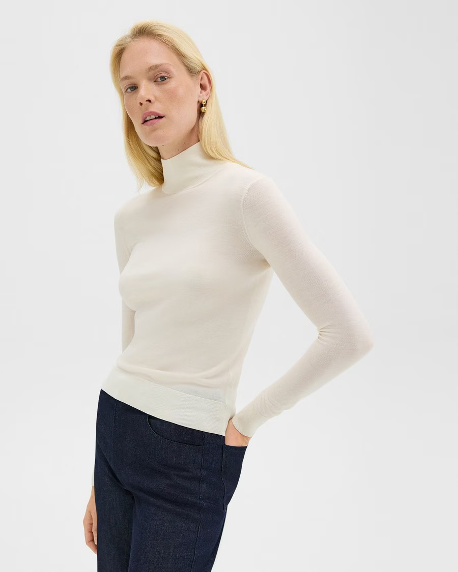 White Regal Wool Turtleneck Sweater | Theory | Theory UK