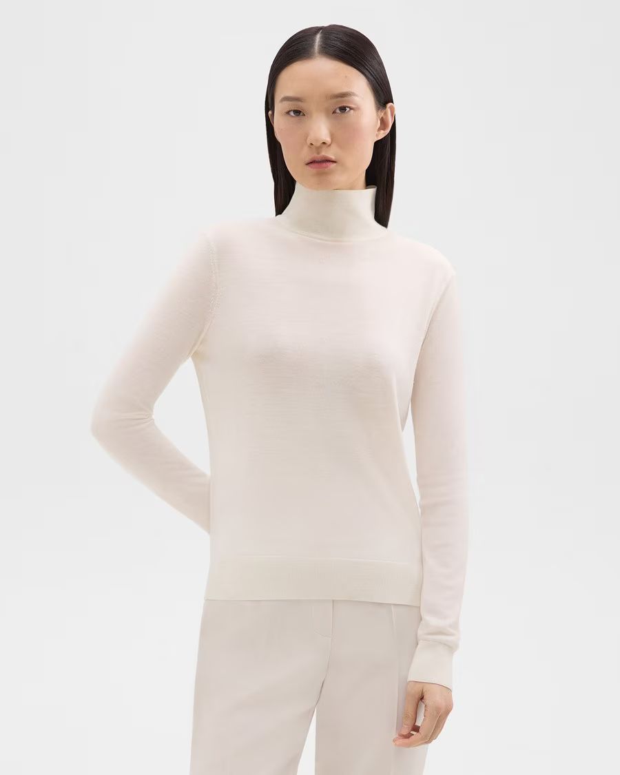 White Regal Wool Turtleneck Sweater | Theory | Theory UK