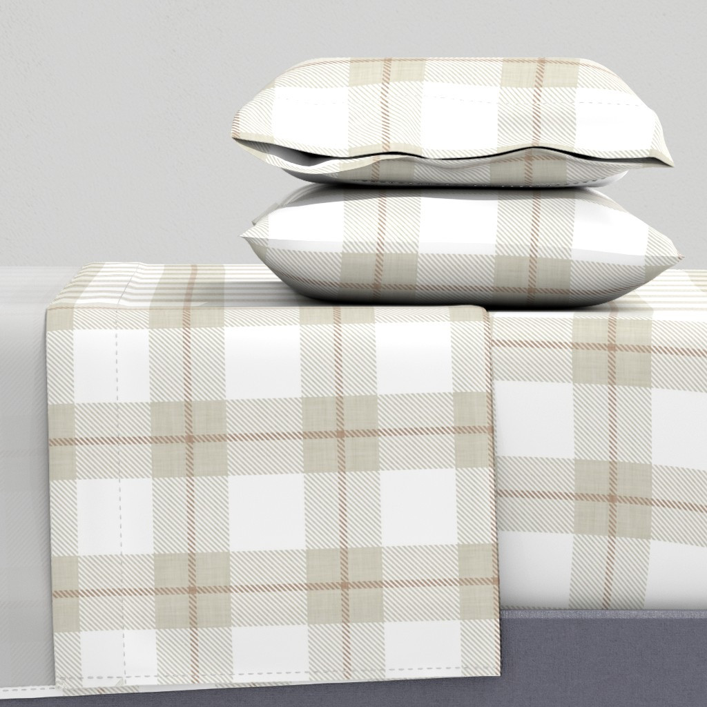 Pale sage Buffalo Check - Woven Linen Textured Large Scale Gingham Plaid Sheet Set | Spoonflower | Spoonflower