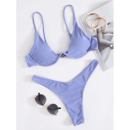 Lilac Purple Cute Women s Underwire High Leg Bikini Swimsuit M(6) Y22013D-3 | Walmart (US)