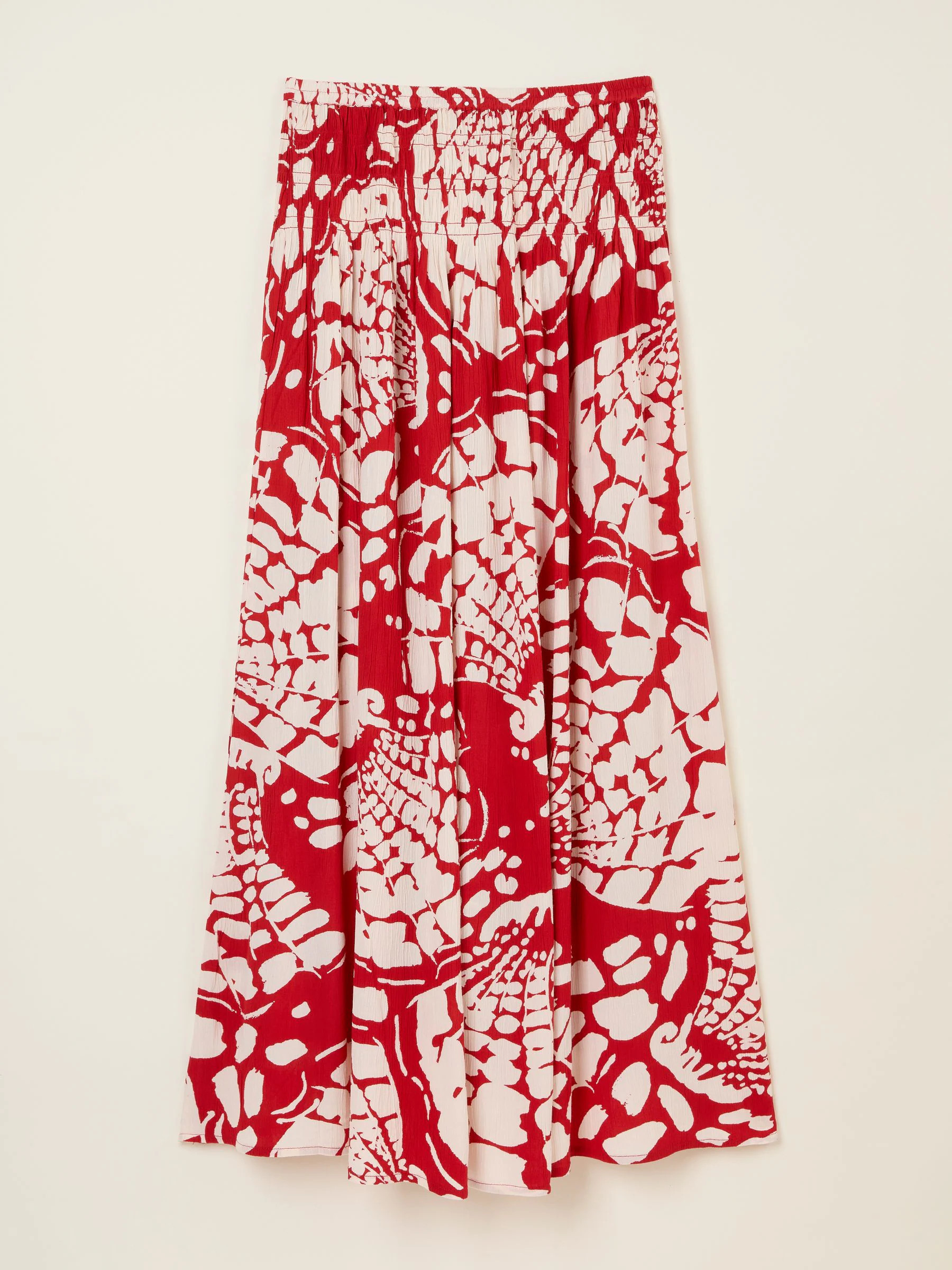 Fat Face FatFace Mary Red Mono Shells Midi Skirt | Next US