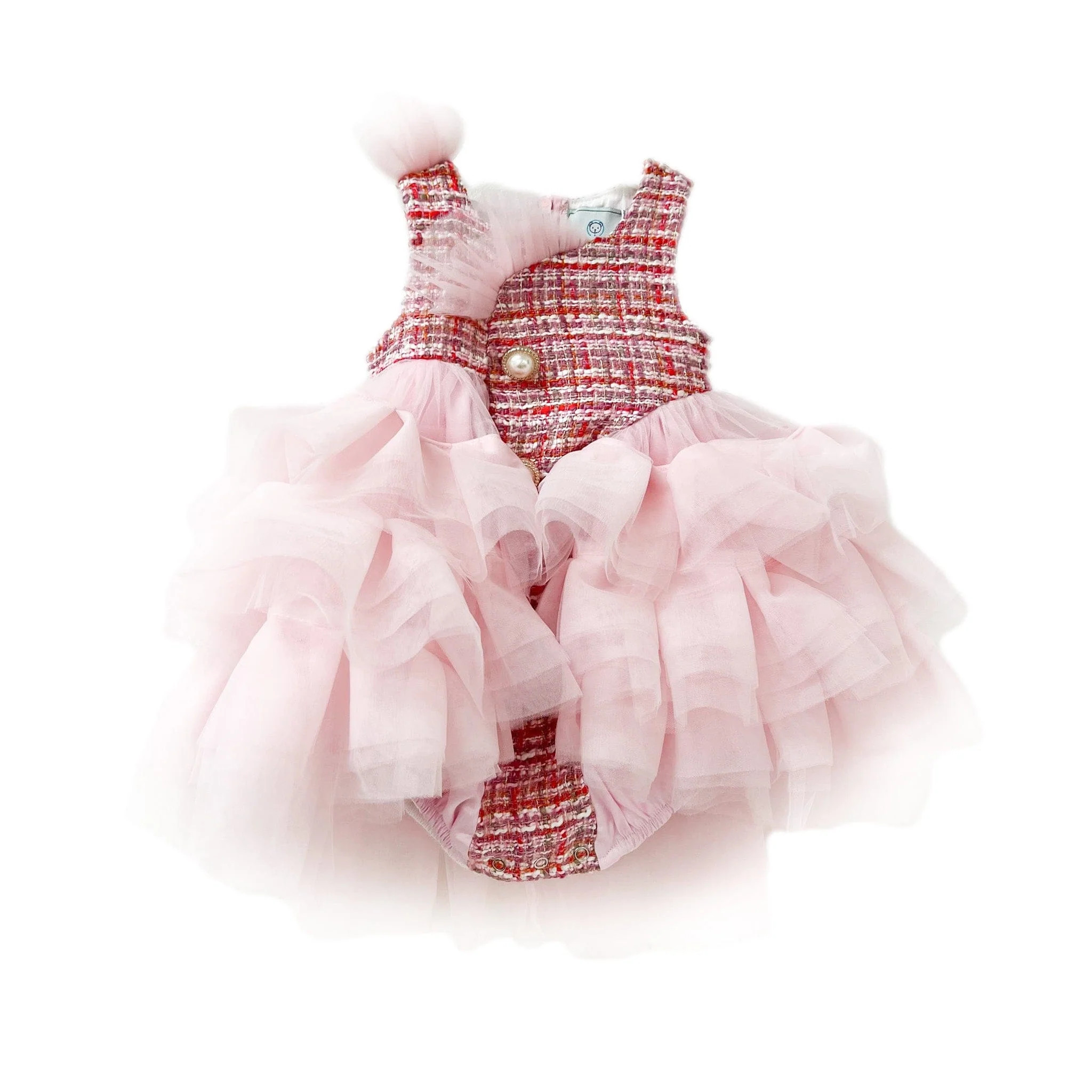 Kellie Pink Tweed Romper | petite maison kids