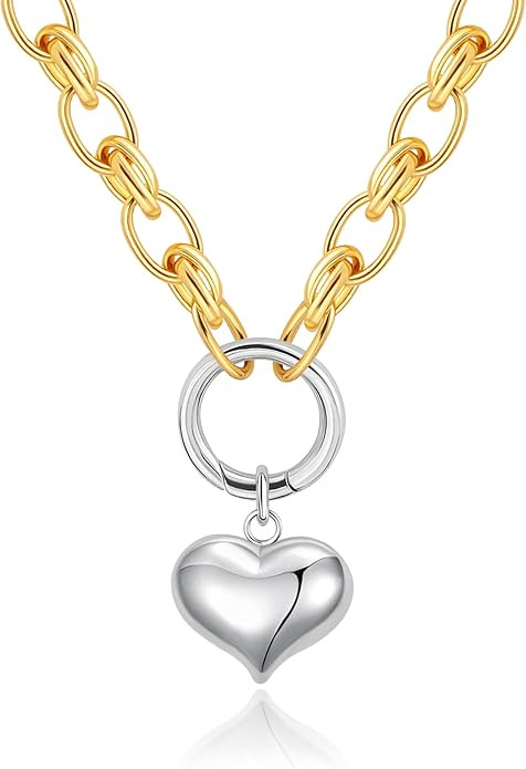 Aobei Pearl 18K Gold Paperclip Chain Pendant Necklace for Women | Amazon (US)