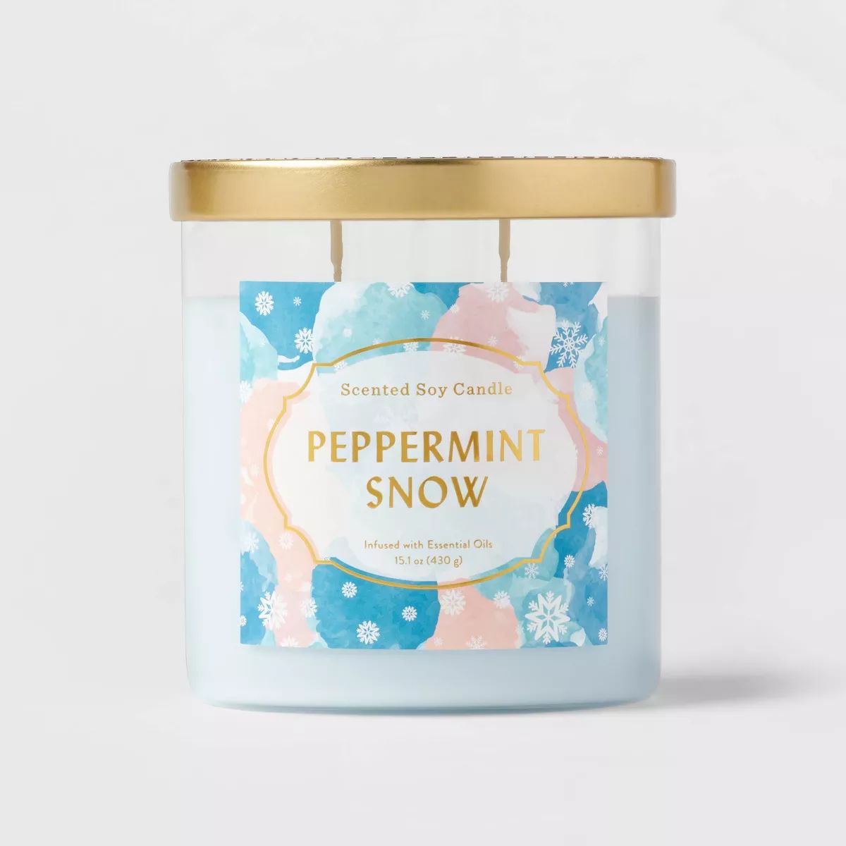 15.1oz Lidded Glass Jar 2-Wick Peppermint Snow Candle - Opalhouse™ | Target