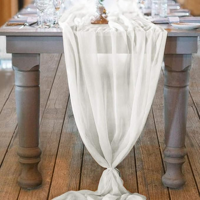 Socomi 10ft Ivory Chiffon Table Runner 29x120 Inches Romantic Wedding Runner Sheer Bridal Party D... | Amazon (US)
