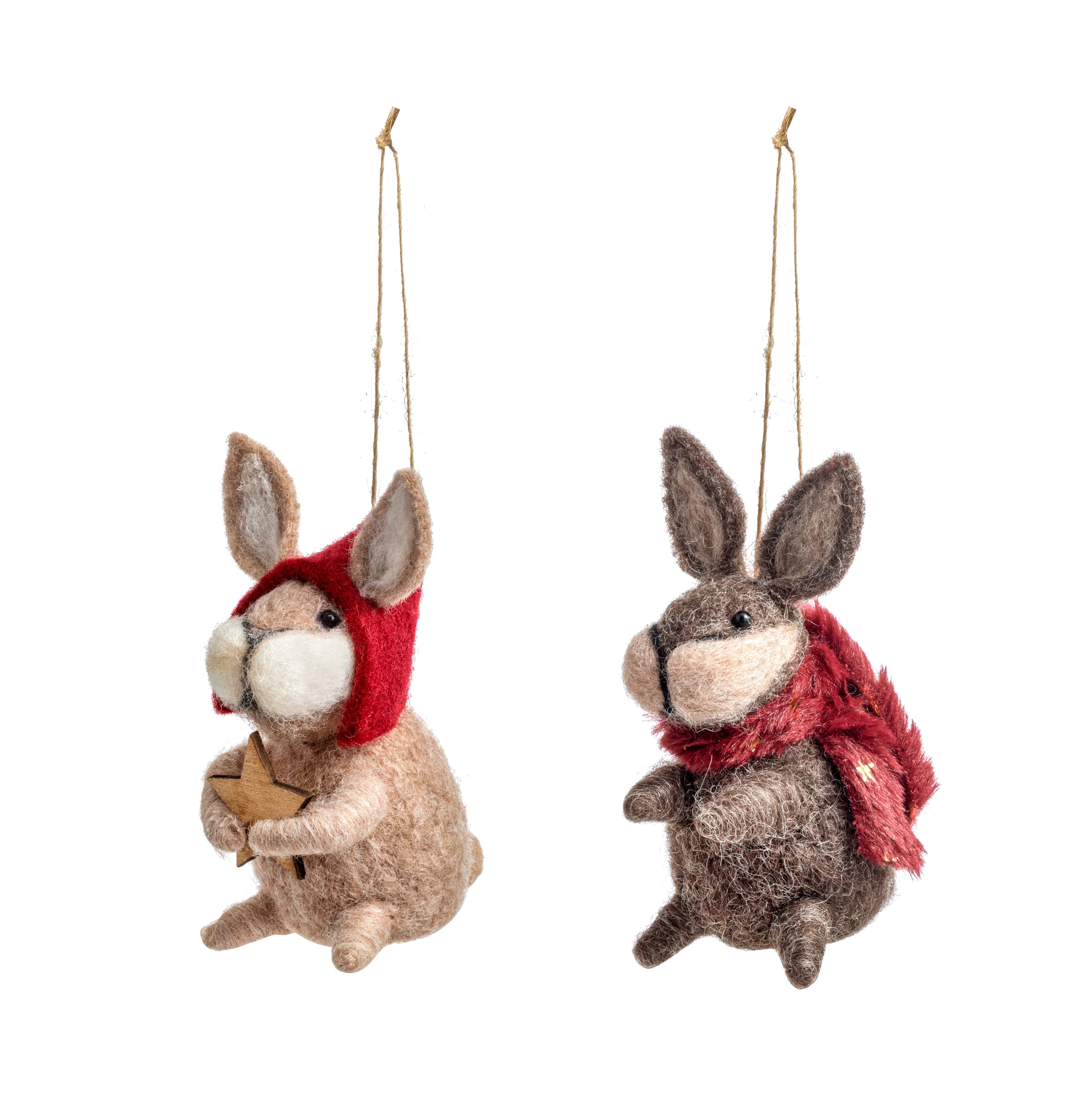 Felted Rabbit Ornaments Set Of 2 - 2X4in | Wayfair North America