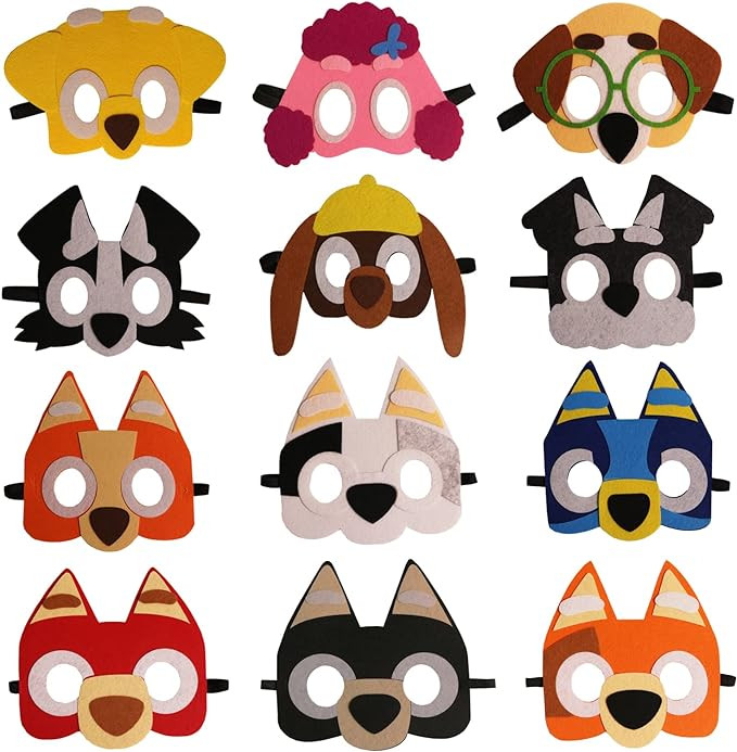 12 Packs Puppy Dogs Felt Mask for Kids Puppy Dog Theme Party Supplies Decoration Cosplay Dogs Bir... | Amazon (US)