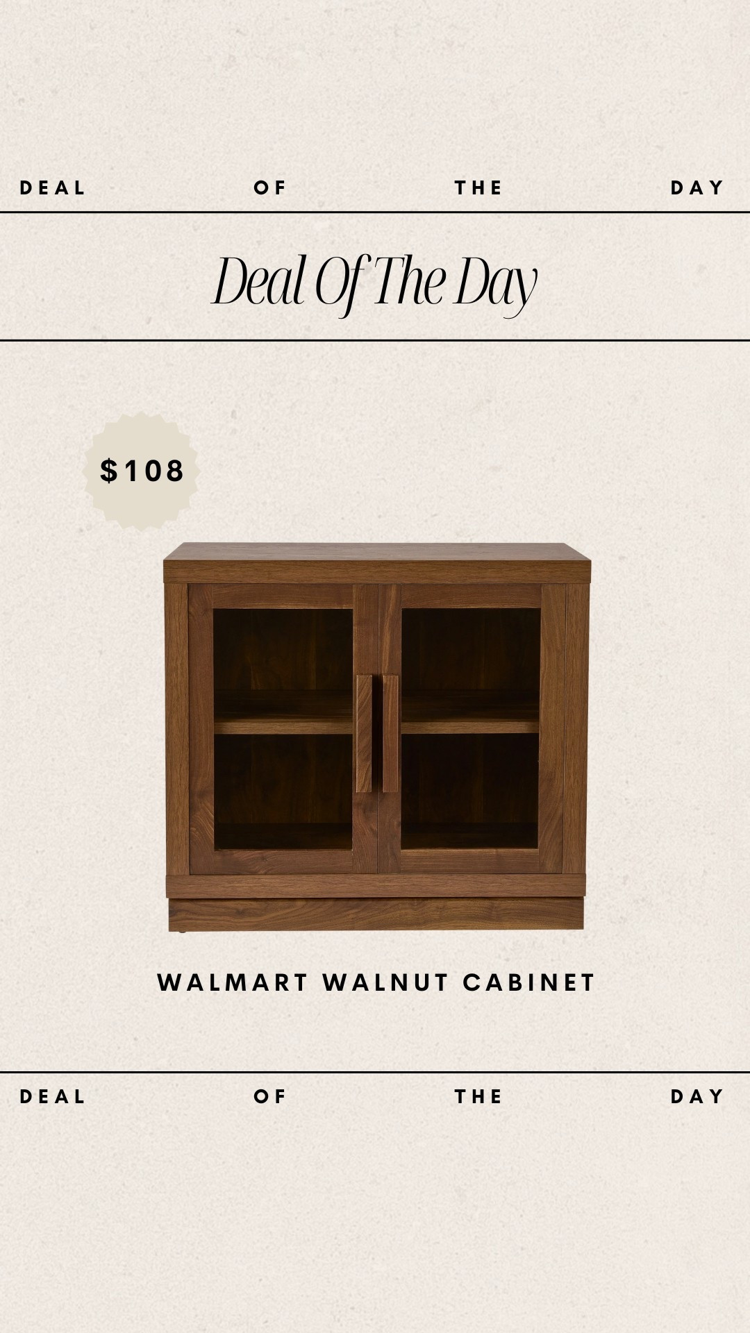 Deal of the Day - Walmart Walnut Cabinet // originally $108 but on sale for $91 today!!

walmart furniture, walmart home finds, walmart deals, budget friendly furniture, affordable furniture 

#LTKHome #LTKSaleAlert #LTKFindsUnder100