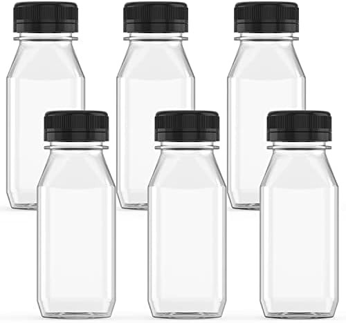 6 Pcs 4 Ounce Plastic Juice Bottle Drink Containers Juicing Bottles with Black Lids, Suitable for Ju | Amazon (US)