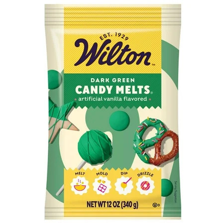 Wilton Dark Green Vanilla-Flavored Candy Melts Wafers for Baking & Candy Making with Allergens 12oz Bag | Walmart (US)
