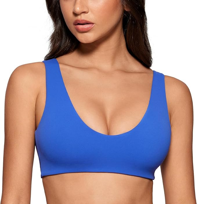 Womens U-Neck Sports Bra Padded U Back Medium Impact Fitness Yoga Bar Workout Crop Top with Built... | Amazon (US)