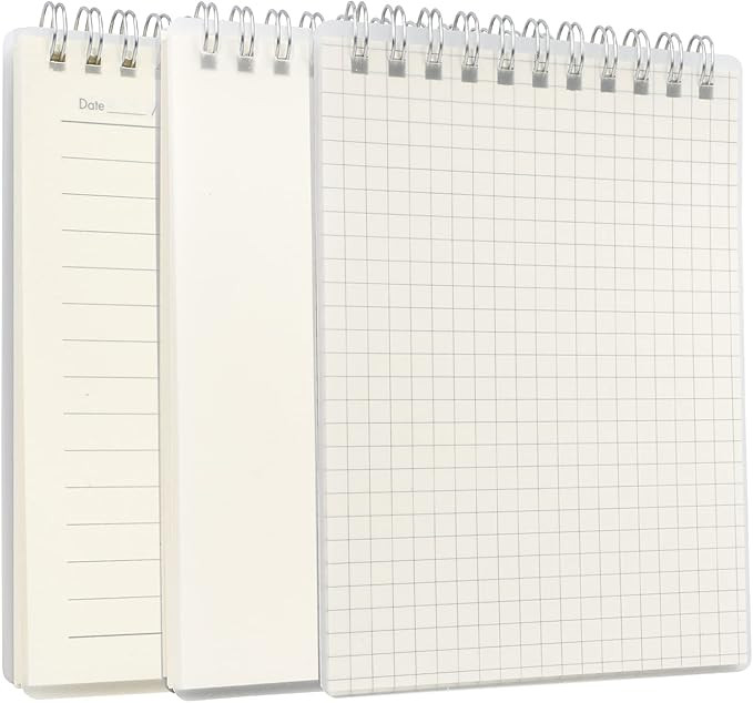 Top Bound Spiral Notebook, 3 Pack A6 Clear Hardcover with [Lined+Blank+Graph] Paper, Journal Note... | Amazon (US)