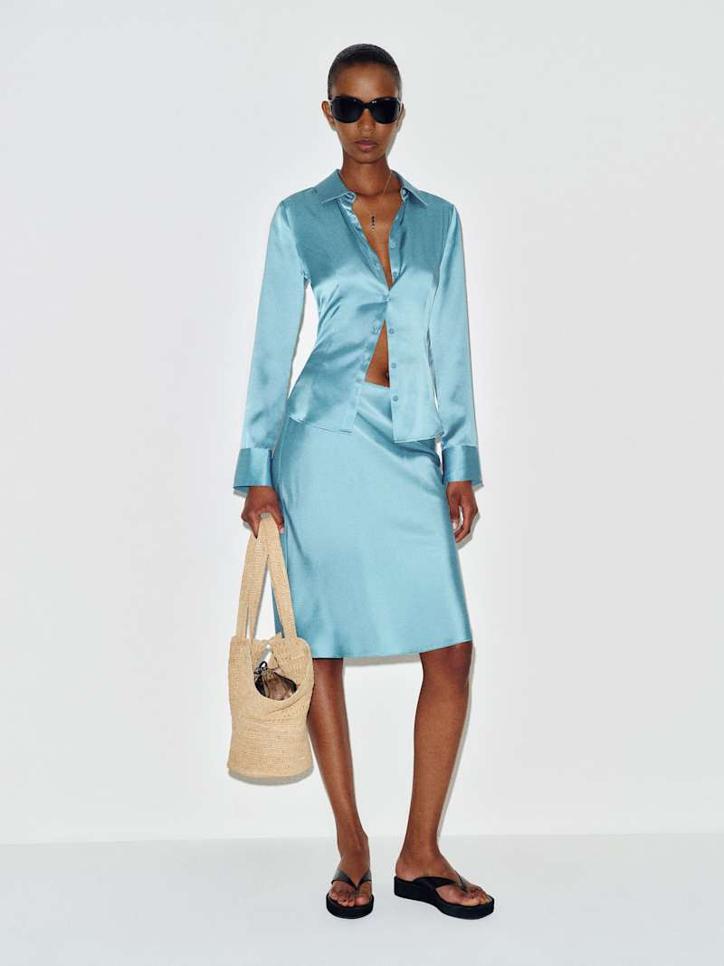 Layla Silk Knee Length Skirt | Reformation (Global)