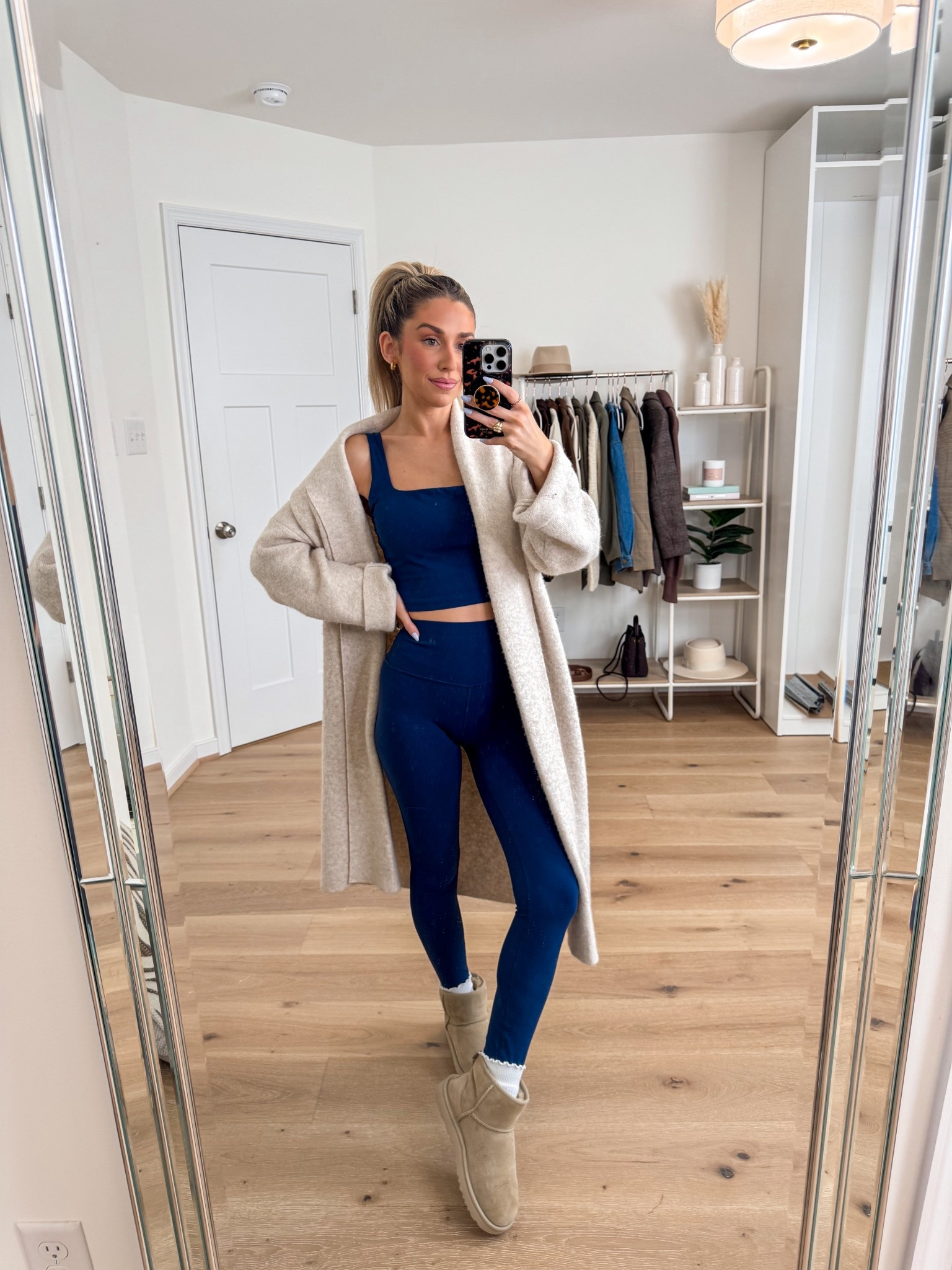 Cozy Amazon outfit — I live in these two pieces! 
+ cardigan: xs 
+ sports bra: xs 
+ leggings: xs 


#LTKFindsUnder100 #LTKSeasonal #LTKHoliday